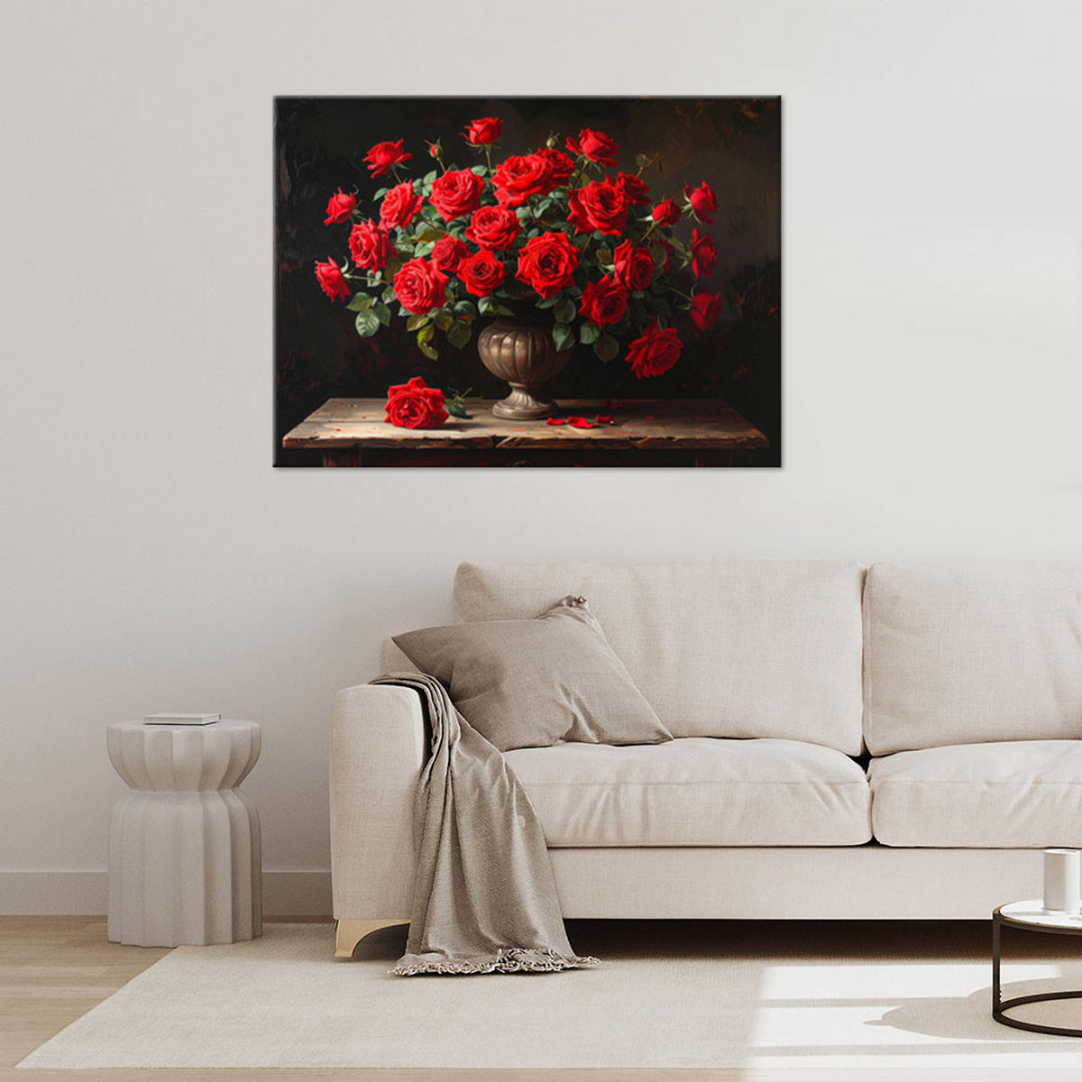 LEINWANDBILD Blumen 100x70cm - Rot, Textil (100/70cm) - Feeby