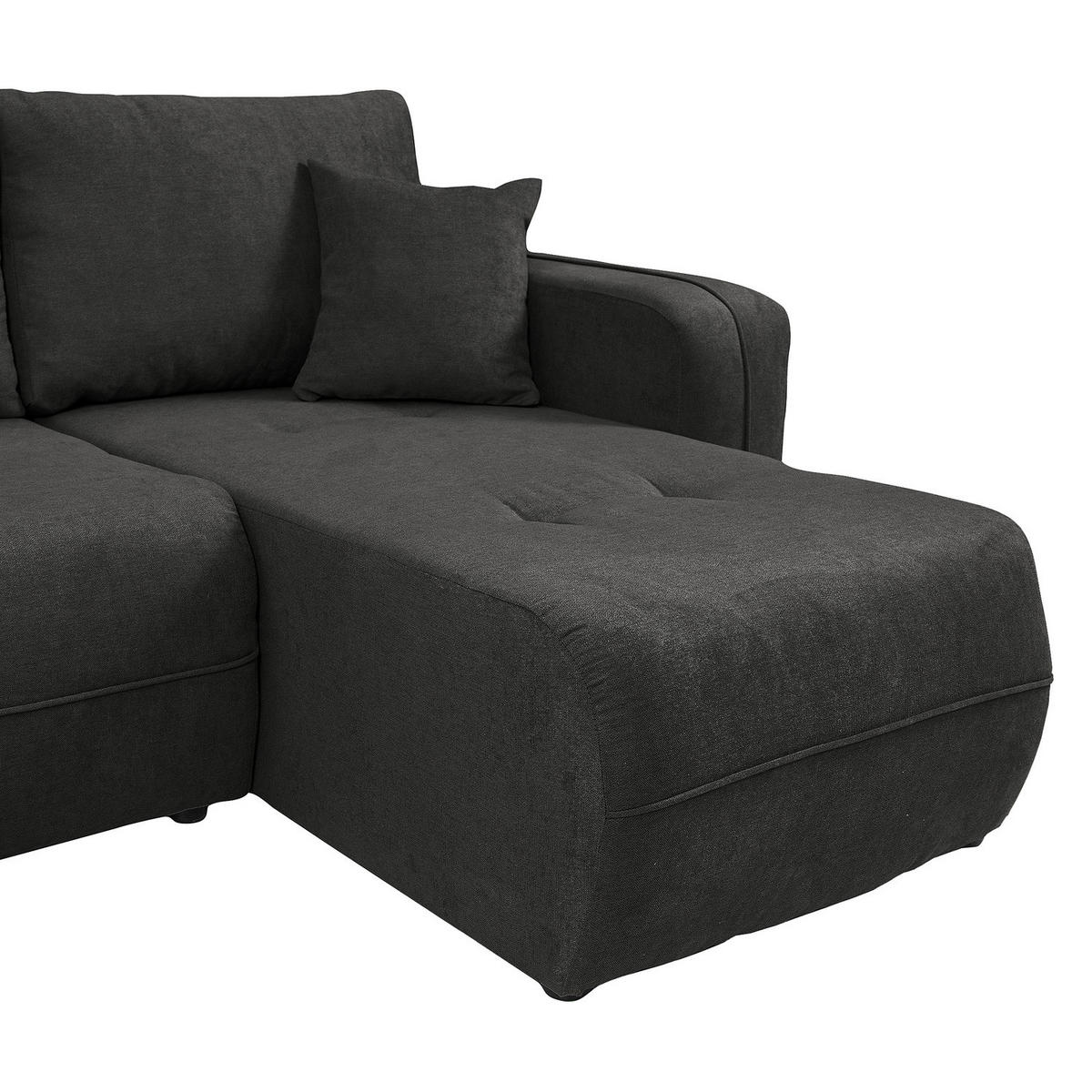 WOHNLANDSCHAFT - Anthrazit/Schwarz, Kunststoff/Textil (312/82/145cm) - home24