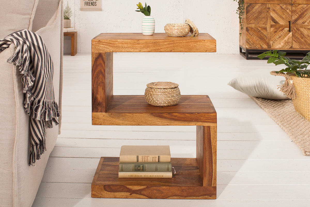 BEISTELLTISCH S Sheesham Natur 60 cm - Braun, Holz (30/45/60cm) - riess-ambiente