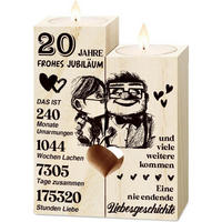 KERZENSTÄNDER Holz 20. Hochzeitstag - Braun, Holz (4.5/12/9cm)