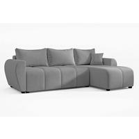 ECKSOFA L Form Malatya Hellgrau 246/145/82 cm stilvolle mit Schlaffunktion R - Hellgrau/Schwarz, Kunststoff/Textil (246/145cm) - AX Living