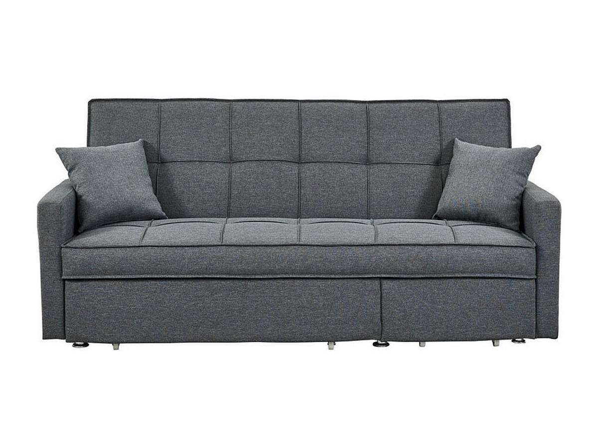 SCHLAFSOFA - 3 Personen - stoff - grau Canetti - Grau, Textil/Metall (206/98/86cm) - Vente-Unique