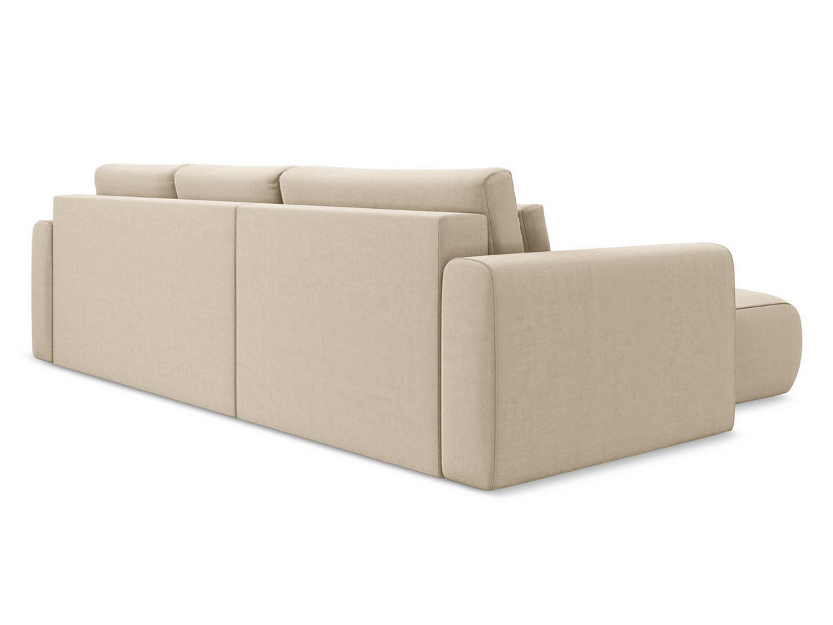 ECKSOFA mit Schlaffunktion Samt Stoff Beige - Beige/Creme, Kunststoff/Textil (149/278cm) - Makamii