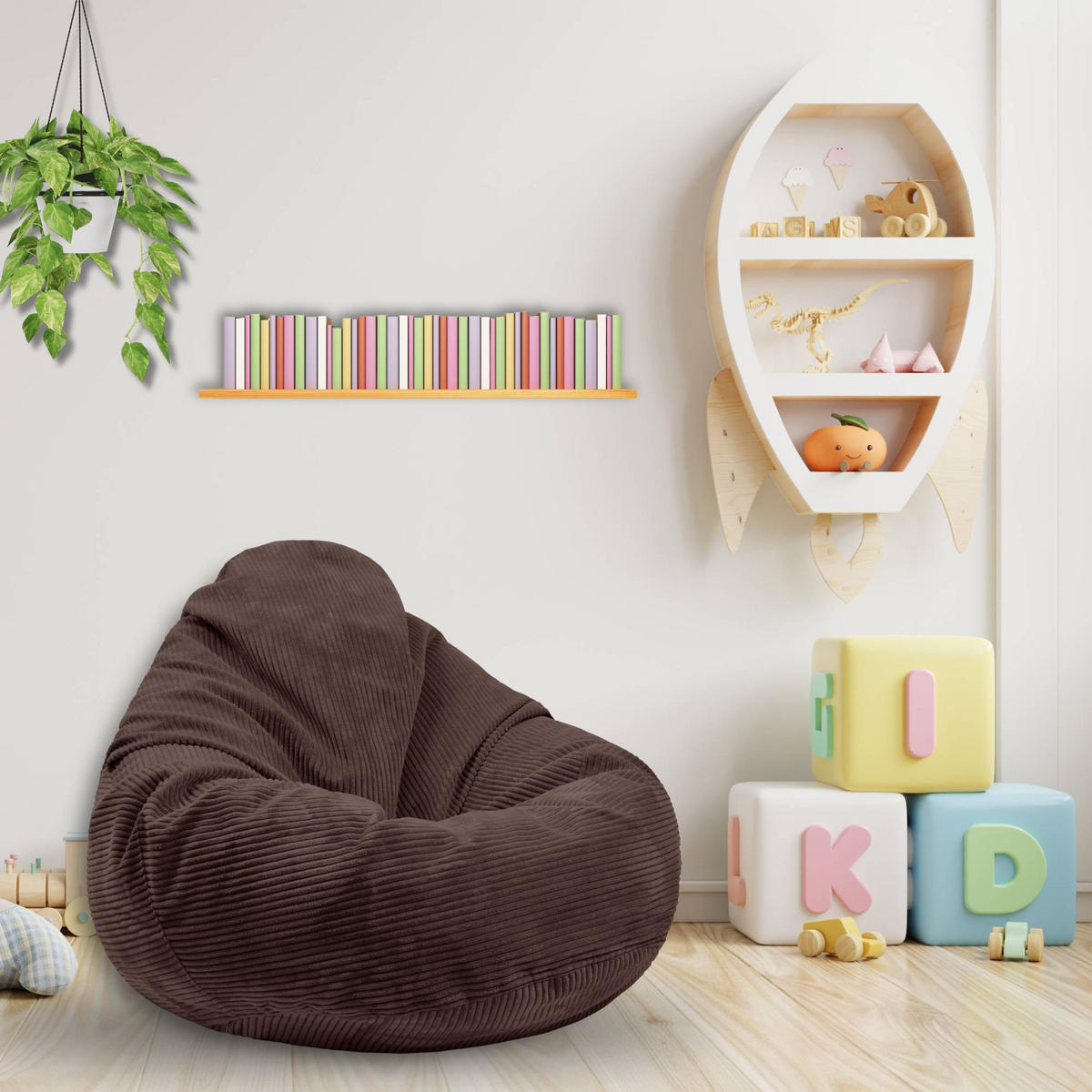 SITZSACK PARADISE MIT FUßSTÜTZE Kordsamt 2-tlg Dark Chocolate S - Dunkelbraun/Braun, Textil (70/70/70cm) - Dreamroots