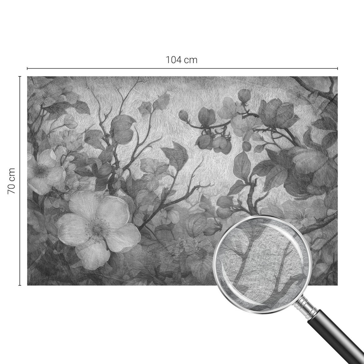 FOTOTAPETE 104x70 cm - Blütenzweig - Schwarz, Textil (104/70cm) - Wallfluent