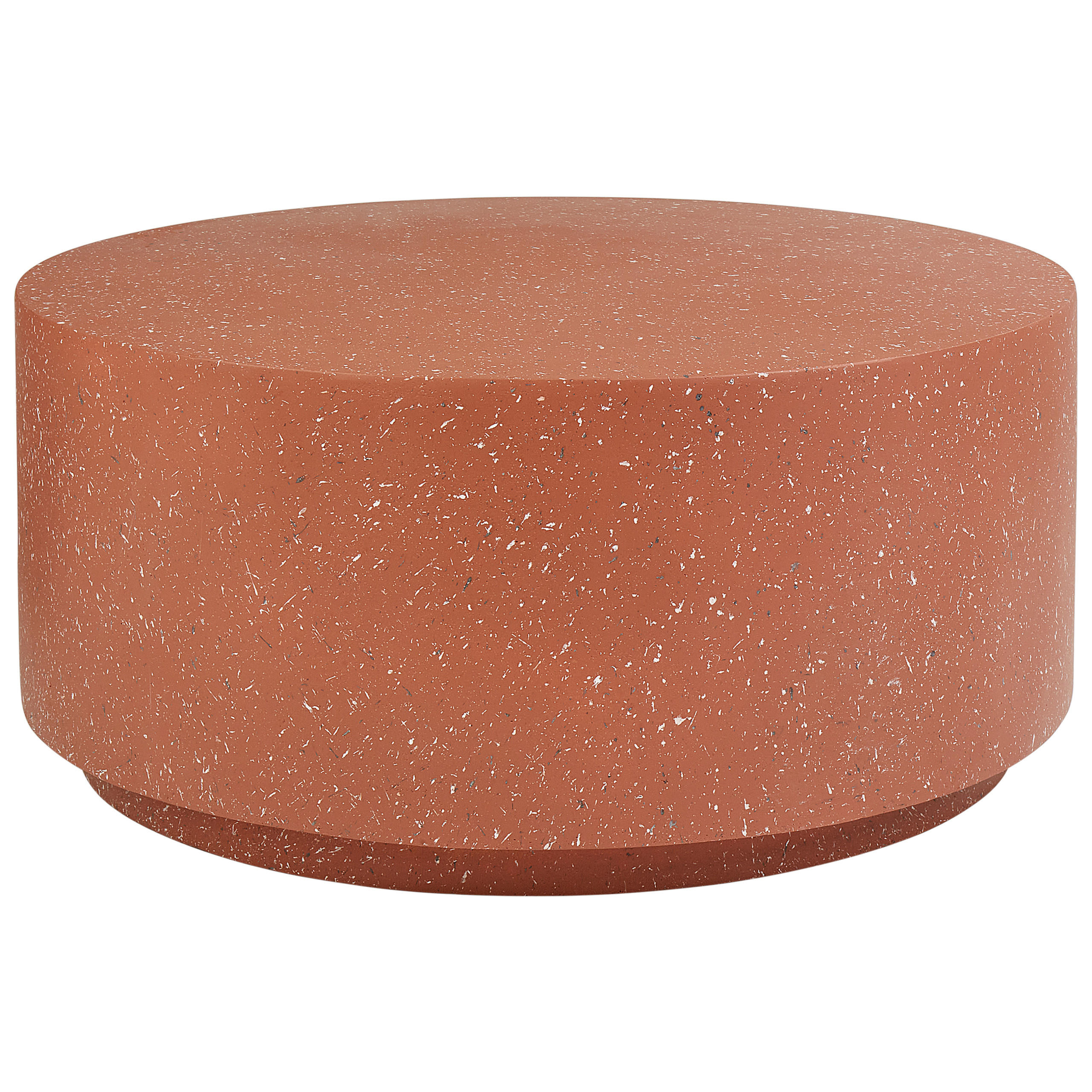 GARTEN Beistelltisch Beton hellrot Terrazzo Optik rund 90 cm Trezzo - Rot, Stein (90/90/41cm) - Beliani