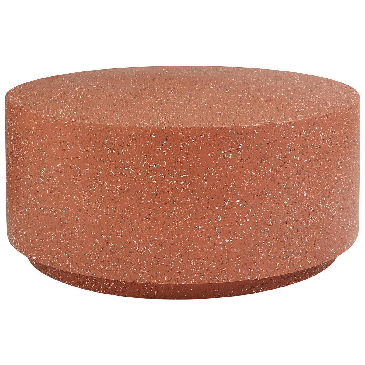 GARTEN Beistelltisch Beton hellrot Terrazzo Optik rund 90 cm Trezzo - Rot, Stein (90/90/41cm) - Beliani