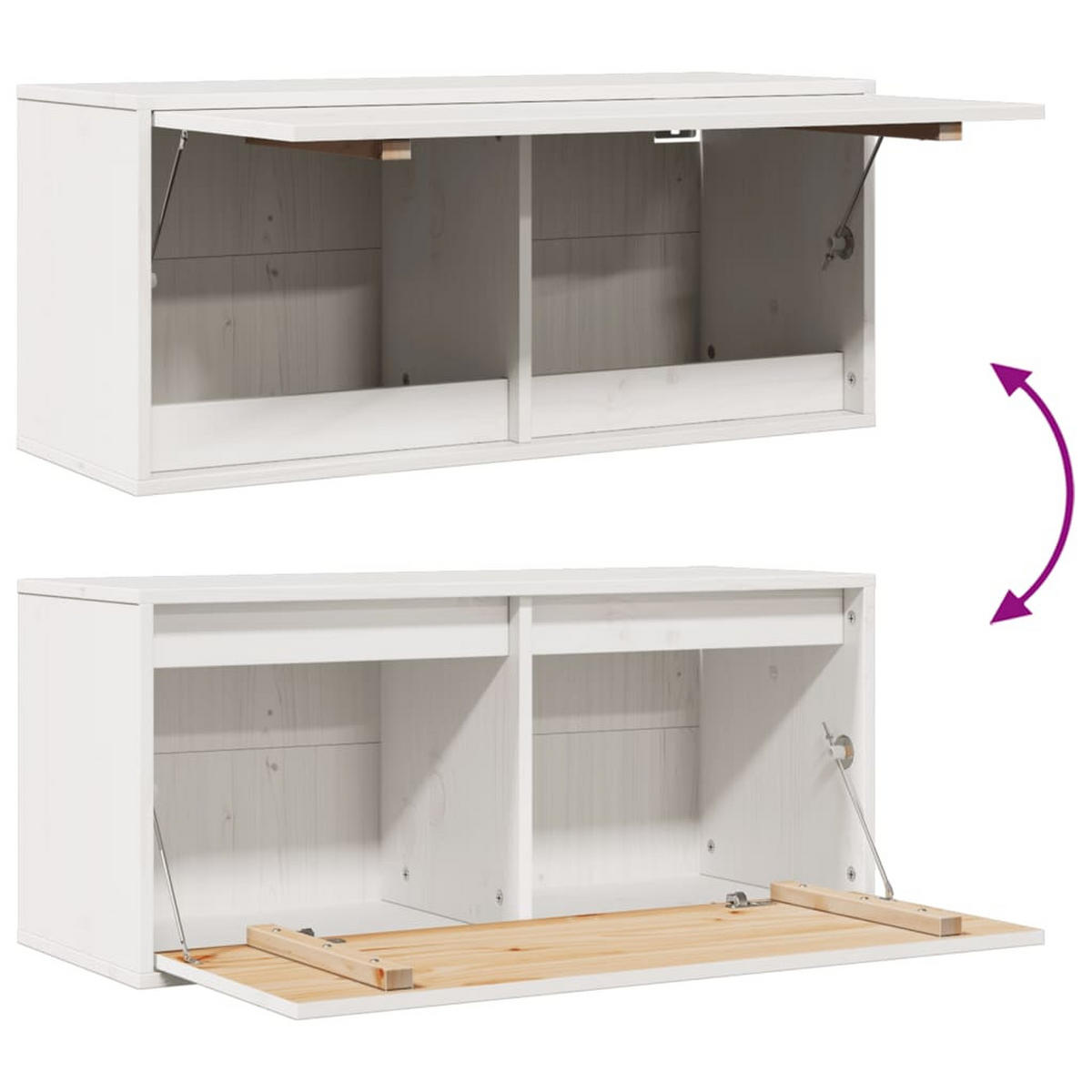 WANDSCHRANK Weiß 80/30/35 Cm Massivholz Kiefer - Weiß, Holz (80/35/30cm) - vidaXL