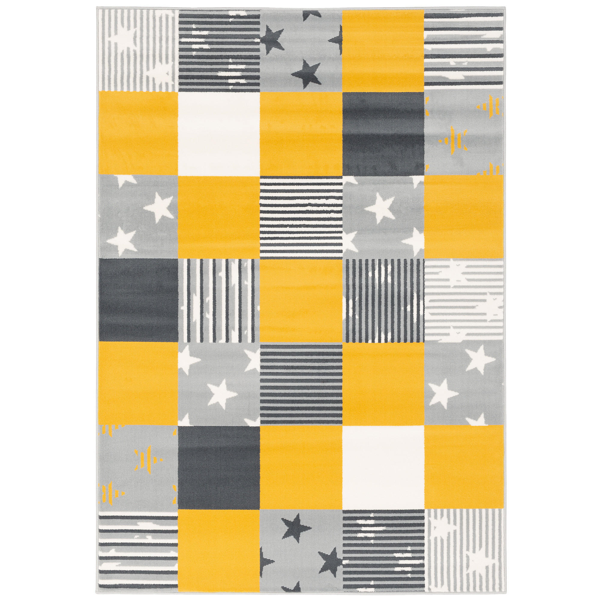 KINDER UND JUGEND TEPPICH SAMBA KARO STERNE - Gelb, Textil (190/280cm) - Pergamon