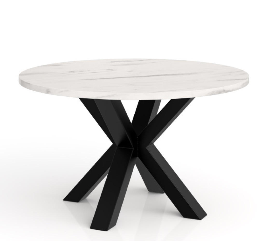 TISCH Hell Marmor NEO Rund Metallbasis 90 cm - Weiß, Holzwerkstoff (90/90/45cm) - Sepro Meble