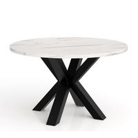 TISCH Hell Marmor NEO Rund Metallbasis 90 cm - Weiß, Holzwerkstoff (90/90/45cm) - Sepro Meble