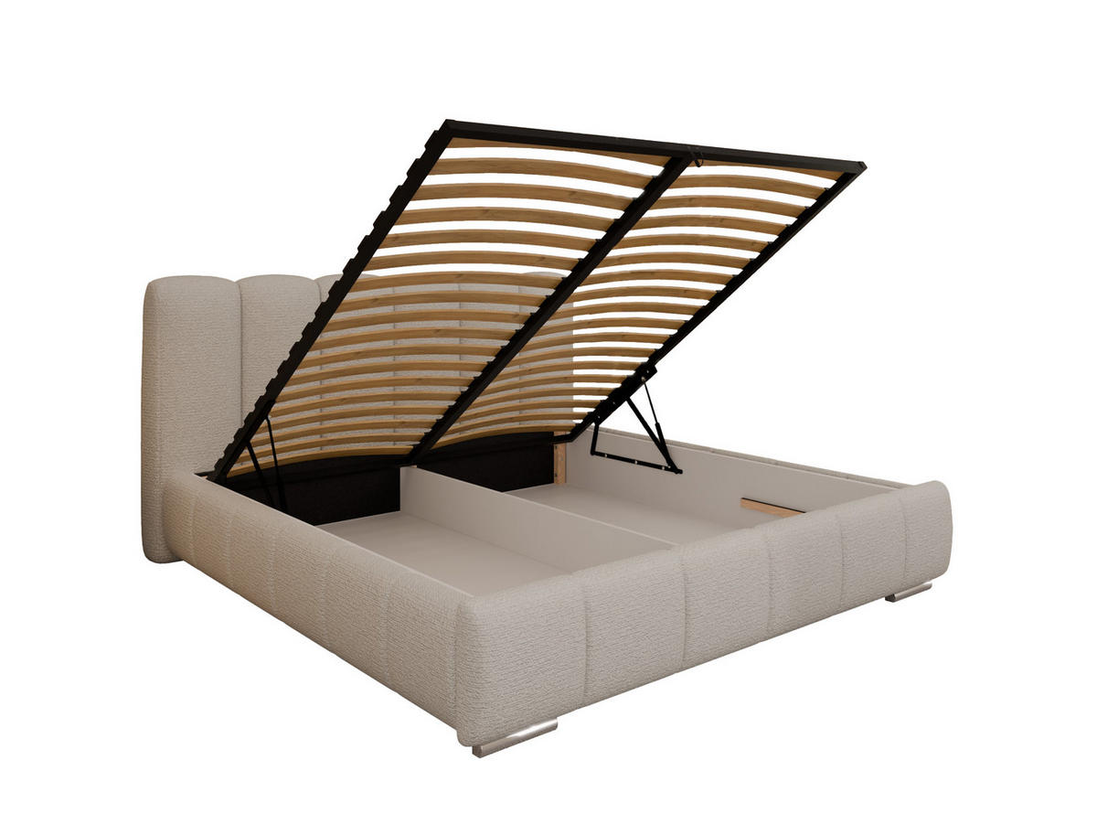 POLSTERBETT Zaira 180 x 200 cm mit Bettkasten und Lattenrost taschenfederkernmatratze mit kokos 19cm - taupe - Taupe, Holz (180/200cm) - Panda Möbel