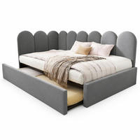 TAGESBETT mit Ausziehbett 90x200/90x190 cm Samt Grau - Grau, Holz (90/200cm) - Meubliv