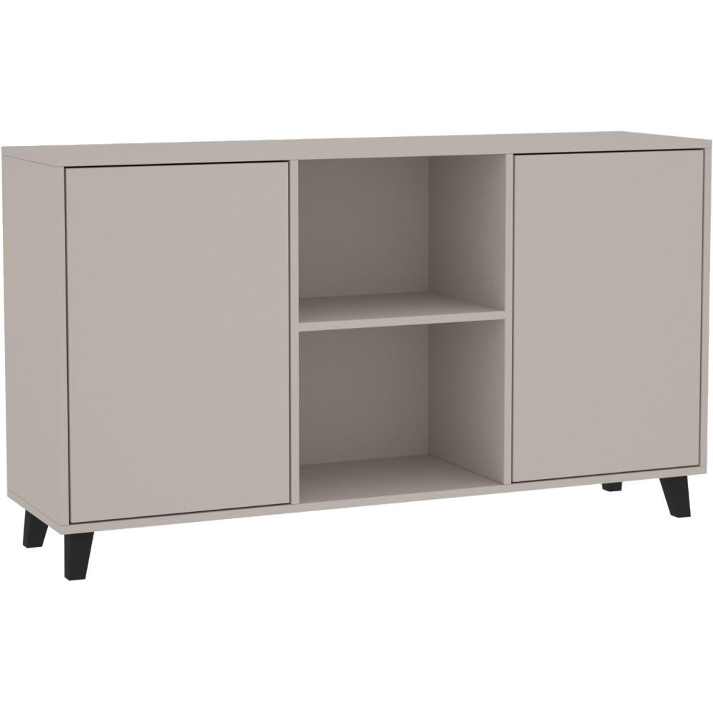 KOMMODE Home mit 2 Türen, ohne Griffe, Kaschmir - Kaschmir/Schwarz, Holzwerkstoff (150/85/40cm) - Beautysofa