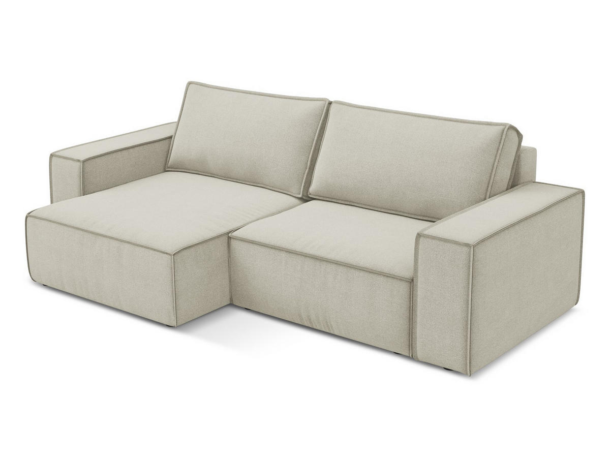ECKSOFA mit Schlaffunktion Strukturstoff Stoff Beige - Beige/Creme, Kunststoff/Textil (148/257cm) - Makamii