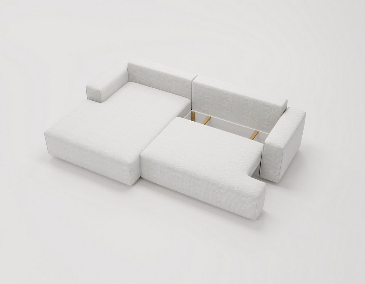 ECKSOFA L-Form 270 cm Boston mit Bettkasten, Schlaffunktion, Links, Creme - Creme, Holz (165/270cm) - Emporius