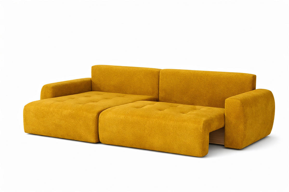 ECKSOFA Mit Schlaffunktion Und Bettkasten L-Form Ivo L, Veloursstoff Salvador, Gelb, Links - Gelb, Holz (250/142cm) - Kaiser Möbel