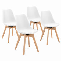 ESSSTUHL 4er-Set drehbar Weiß Kunstleder Massivholz - Weiß, Holz (40.5/83/40.5cm) - Meubliv