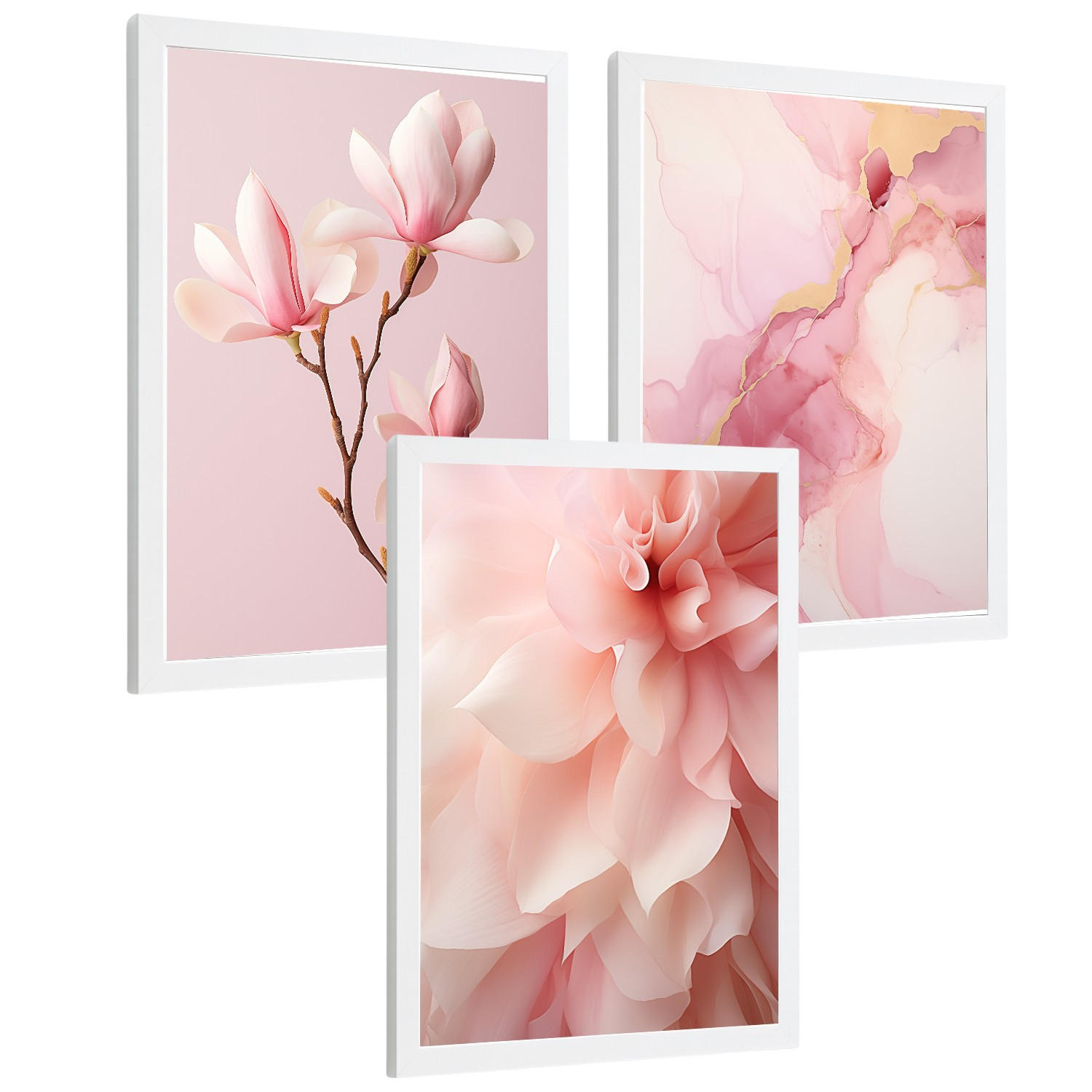 Nacnic PLAKAT Sada 3 Fuchsia Pink A4 Bílý rám