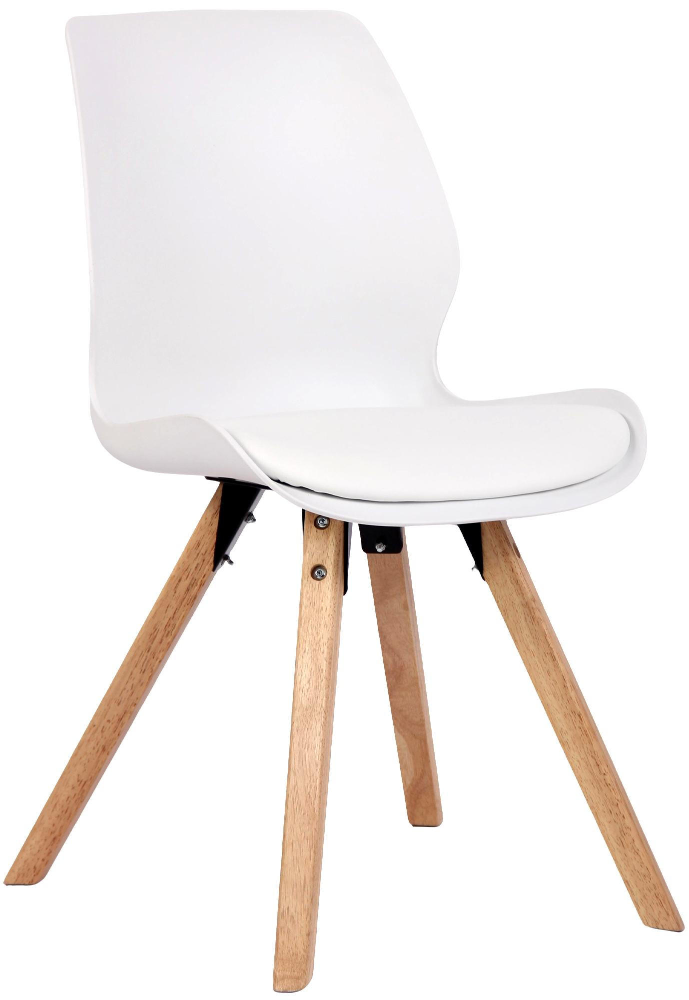 STUHL Kunststoff Weiß - Eukalyptusholzfarben/Weiß, Holz/Kunststoff (49/87/58cm) - CLP