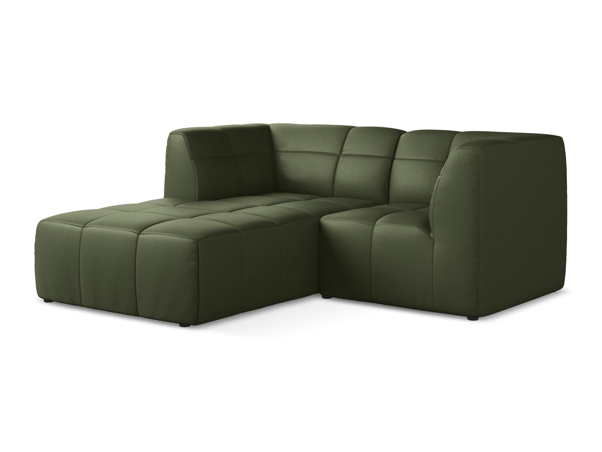 ECKSOFA Links Kunstleder Grün - Schwarz/Grün, Holzwerkstoff/Kunststoff (191/175cm) - Makamii