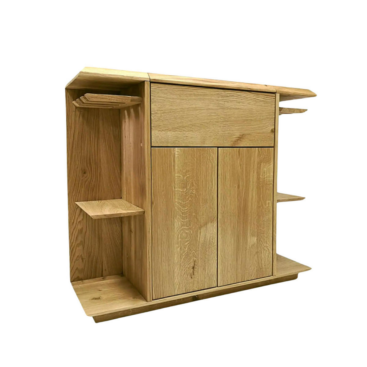 EICHENHOLZ-BAR für Alkoholgetränke und Gläser für das Esszimmer oder Wohnzimmer CARMEN I - Eichefarben, Holz (120/100/50cm) - Rawood Furniture
