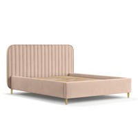POLSTERBETT Noto Warmes Beige 120/200 cm im Samtstoff - Beige/Naturfarben, Holz/Holzwerkstoff (120/200cm) - Maison de Reve