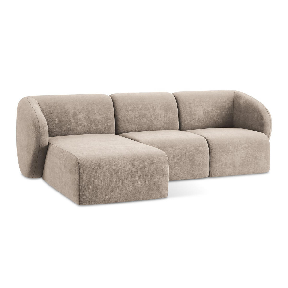 ECKSOFA Links Chenille Stoff Beige - Schwarz/Cappuccino, Holzwerkstoff/Kunststoff (248/166cm) - LaMiaSofa