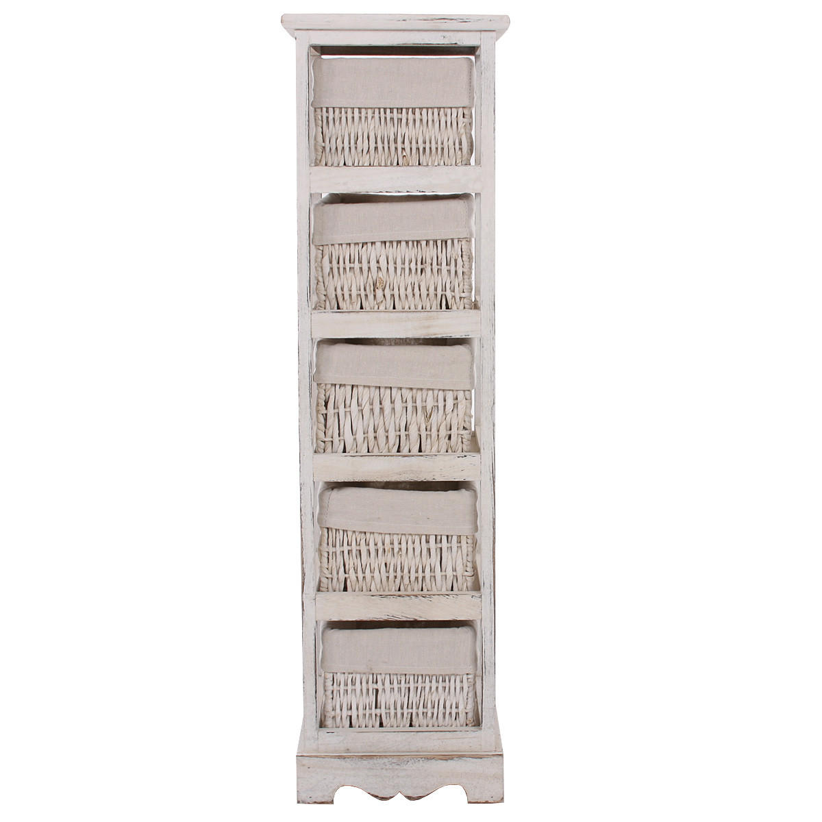 KOMMODE MIT 5 KORBSCHUBLADEN Weiß - Weiß, Holz (25/90/28cm) - MCW