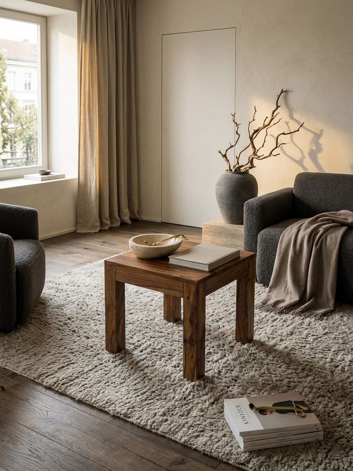 COUCHTISCH Massivholz Handgefertigt Edelholz Design, Braun 45x45x40 cm - Braun, Holz (45/45/40cm) - KADIMA DESIGN