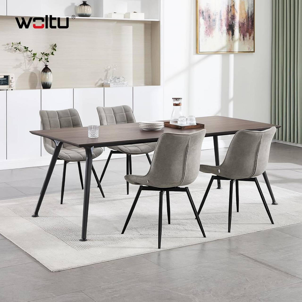 Thumbnail - Woltu Esszimmerstuhl, Hellgrau, Textil, Drehkreuz, 46x83.5x60.5 cm, Esszimmer, Stühle, Esszimmerstühle, Vierfußstühle