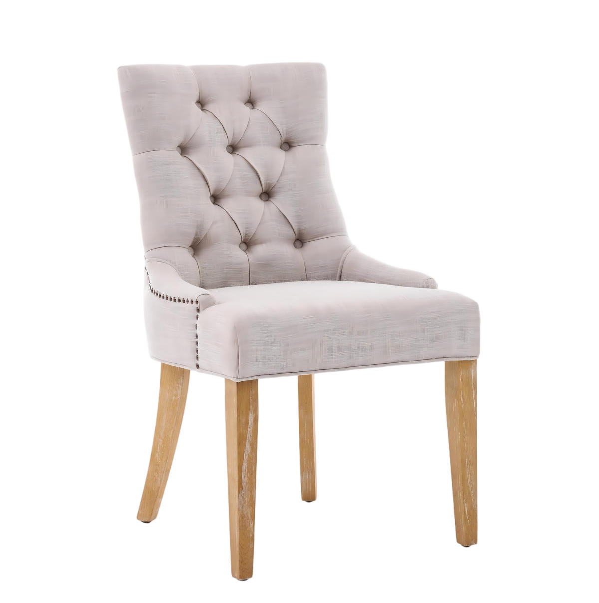 SESSEL Stoffbezug Beige Eiche massiv 2er-Set - Beige, Metall (63/92/56.5cm) - Meubliv