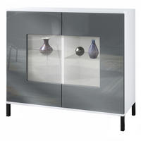 KOMMODE Grömitz Grau Hochglanz - Grau, Holzwerkstoff (92.5/83.5/35cm) - Vladon