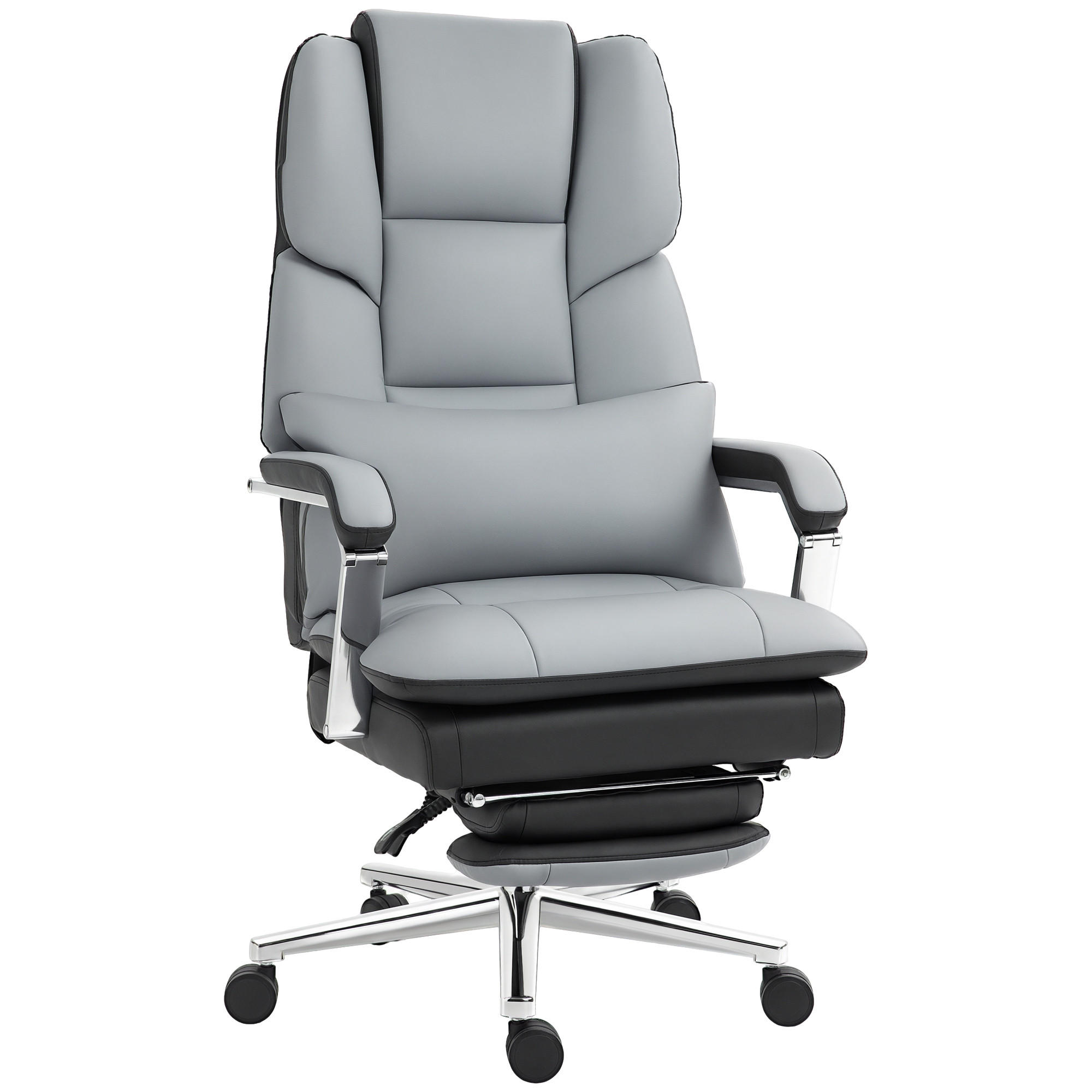 BÜROSTUHL, Ergonomischer, Grau - Grau, Leder (71/129/63cm) - HOMCOM