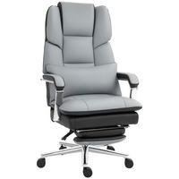BÜROSTUHL DE-05143 Ergonomisch & verstellbar mit Fußstütze Hellgrau/Schwarz - Grau, Metall (71/129/63cm) - ComfortXL