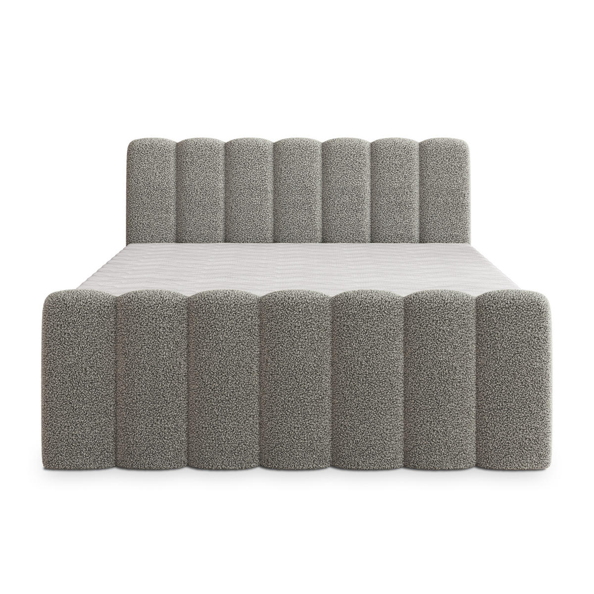 BOXBETT CELLA 180x200 cm mit Matratze und Topper - Hellgrau - Hellgrau, Holz (180/200cm) - MASSENO