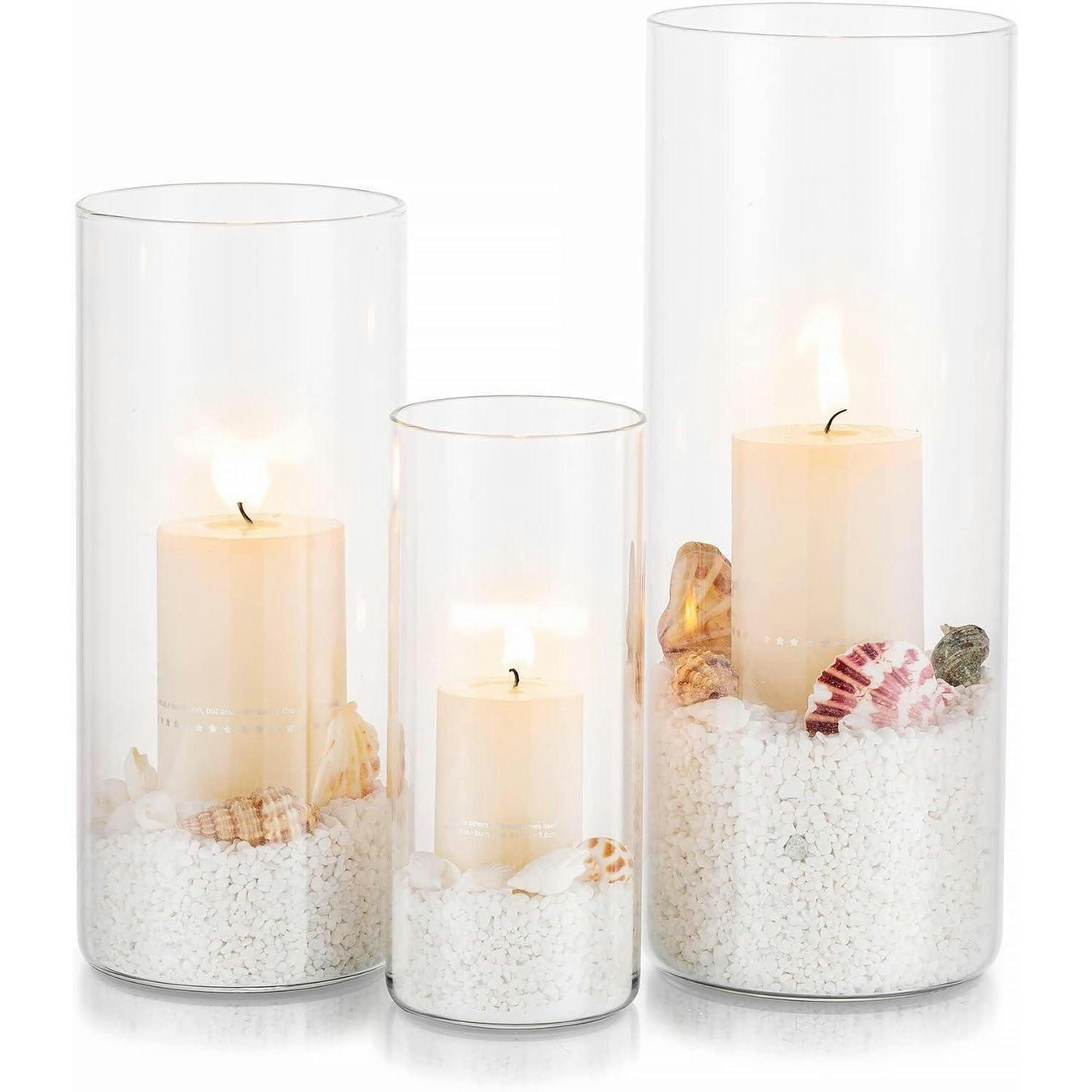 WINDLICHT 3-teiliges Set Glaszylinder modern - Transparent, Glas (19.8cm)