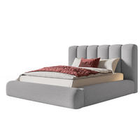 BETT 180x200 - Polsterbett mit Bettkasten und Metallrahmen - Modern Bett - Eleganter Catch Me-Stoff - Kollektion Alva Maxi - Hellgrau - Hellgrau, Holz/Textil (180/200cm) - Alpi-Möbel