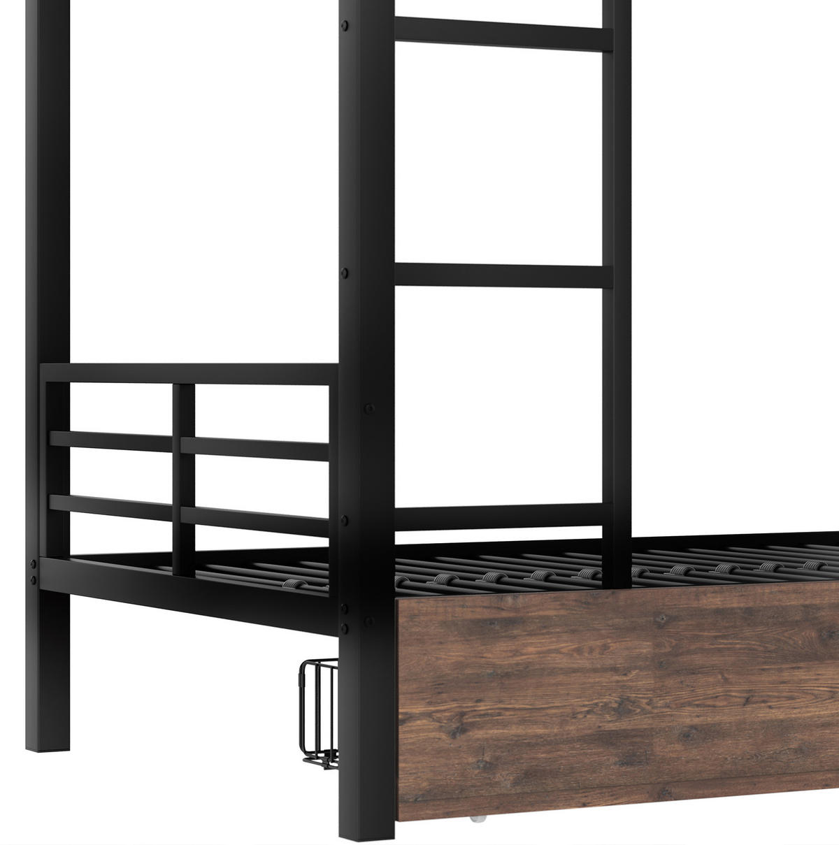 HOCHBETT 90/200 cm aus Metall und MDF mit Schreibtisch LED-Leiste und 2 Schubladen Schwarz - Schwarz, Metall (90/200cm) - Modenvie