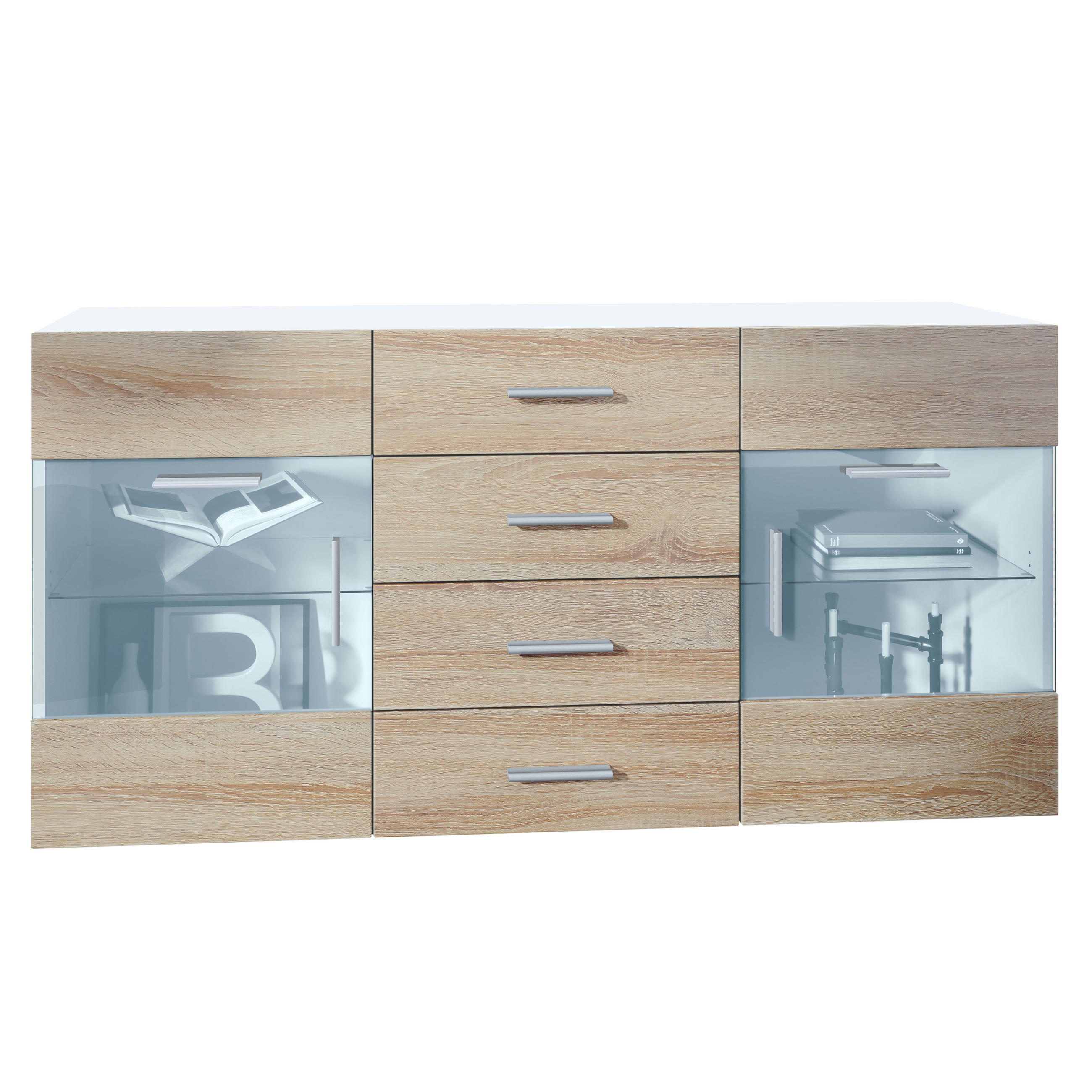 SIDEBOARD Carlos Eiche sägerau - Eiche San Remo, Holzwerkstoff (139/72/35cm) - Vladon