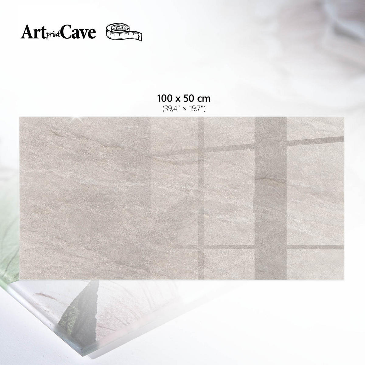 TISCHPLATTE 100x50 cm – Grauer Stein - Grau, Glas (100/50/0.4cm) - Wallfluent