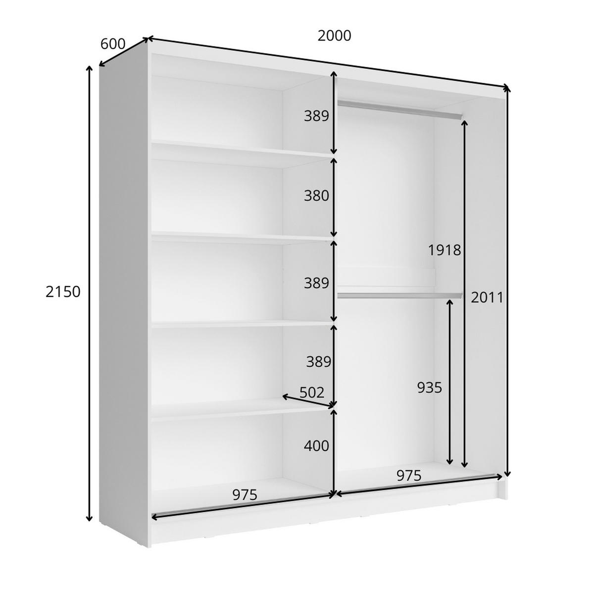 KLEIDERSCHRANK Graphit 200/215/60 - Graphitfarben, Holzwerkstoff (200/215/60cm) - RAUMHIRSCH FURNITURE