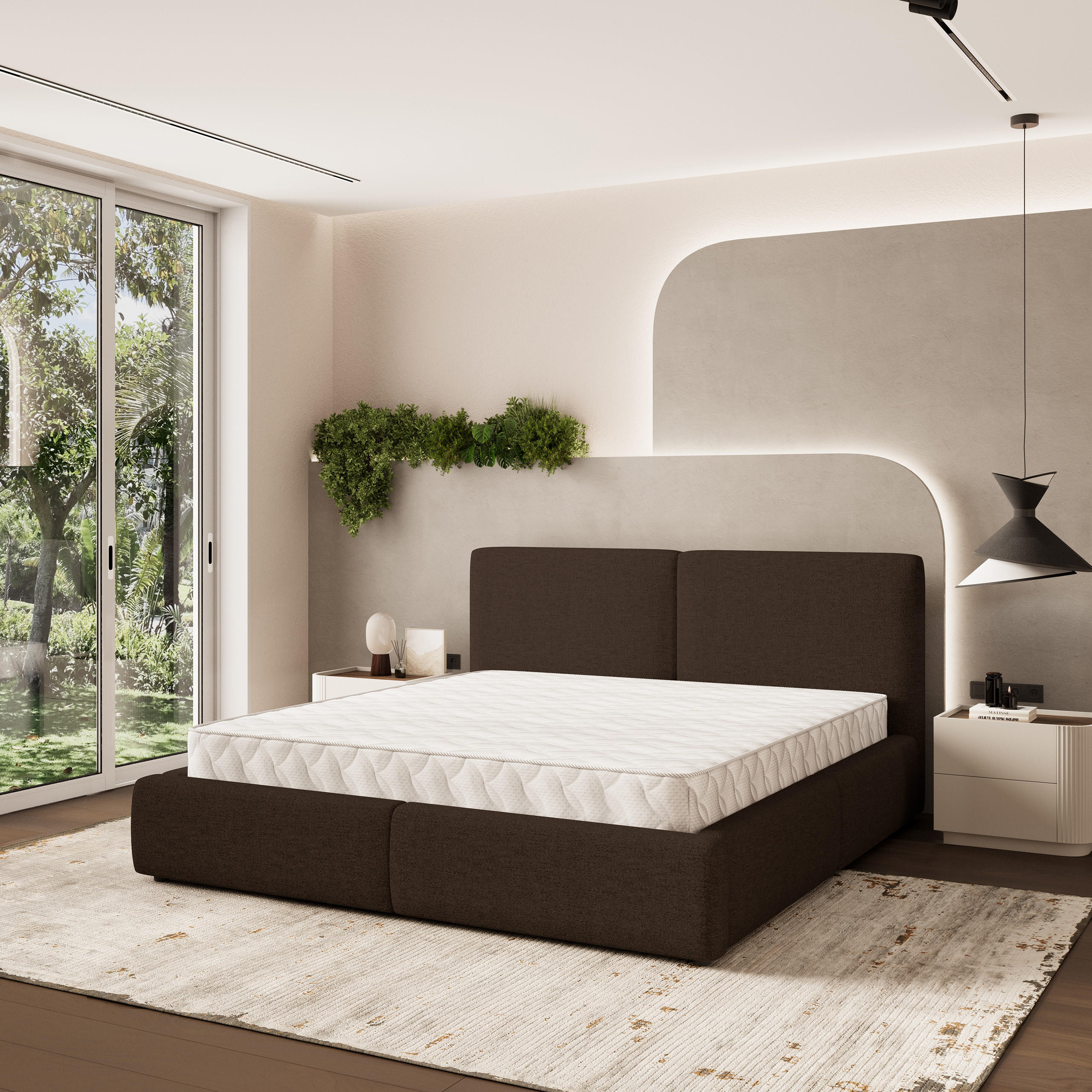 POLSTERBETT FELURO 160x200 cm mit Bettkästen - Braun - Braun, Holz (160/200cm) - MASSENO