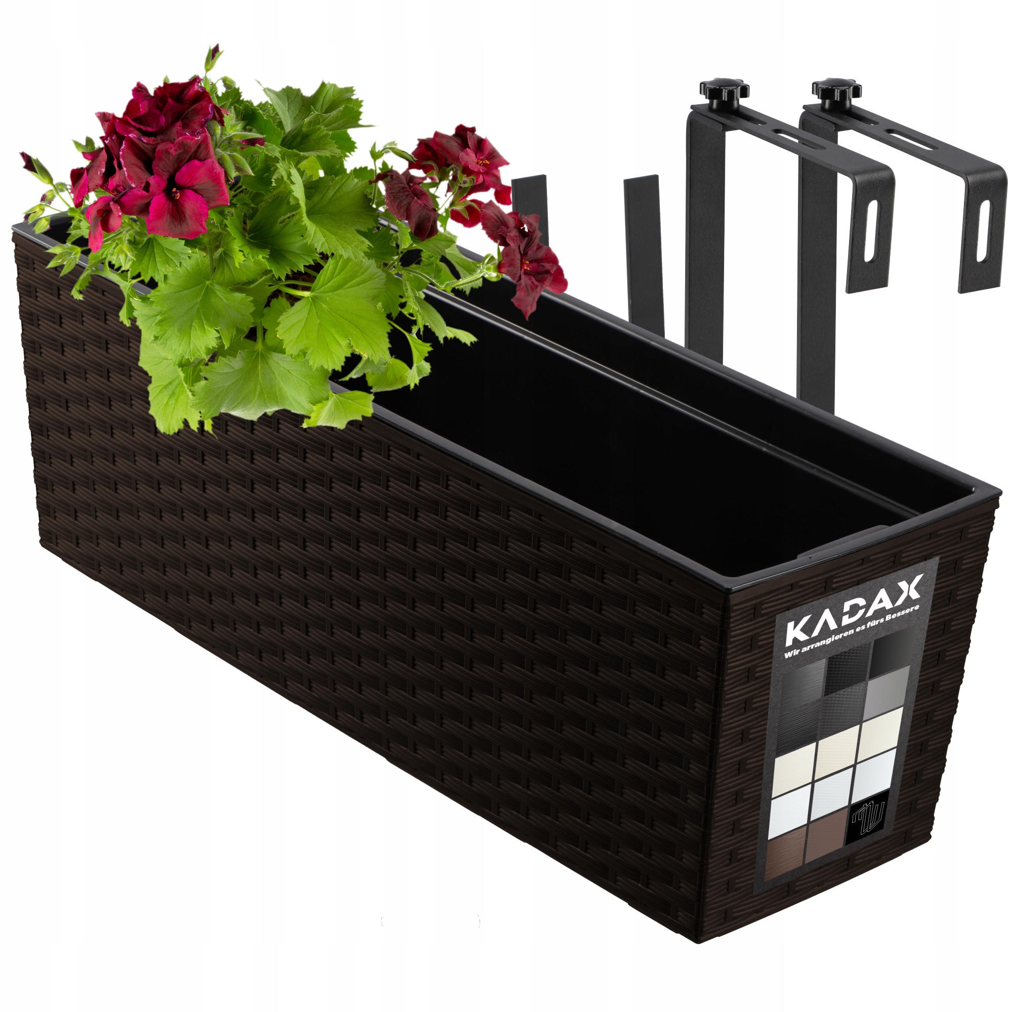 BLUMENKASTEN mit Einsatz und 2 Griffe 56 cm, Mokka - Mokka, Kunststoff (18/56cm) - KADAX