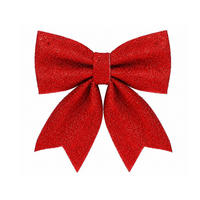 WEIHNACHTSSCHLEIFE mit Glitzer, Rot, 23 × 29 cm, Stoff, für Weihnachtsbaum und Dekoration - Rot, Kunststoff (23/29/1cm) - LAALU