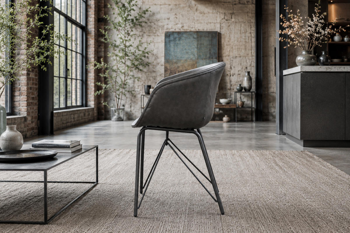 STUHL DANI Braun Kunstleder (4er-Set) - Braun, Leder (60/79/52cm) - KAWOLA