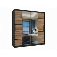 SCHWEBETÜRENSCHRANK Verona ME, Schwarz/Goldbraun Matt, 158 cm, mit Spiegel - Braun, Holz (158/216/60cm) - B BELINI GROUP