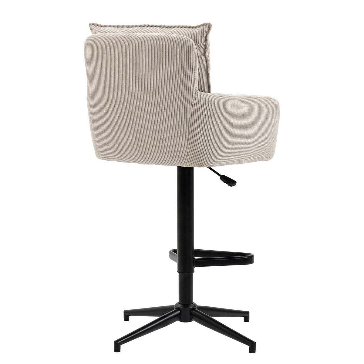 BARSTUHL - 2er-Set - Höhenverstellbar - Cord / Eisen - Beige, Textil/Metall (54/100/58cm) - home24