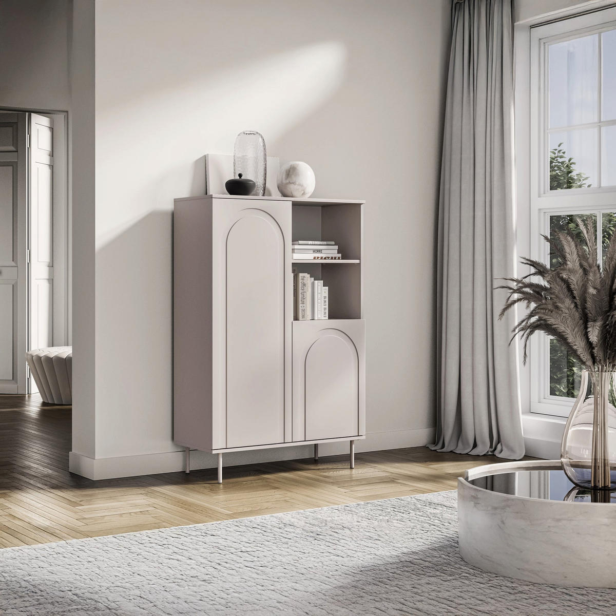 REGAL Orvella Taupe 90 cm - Taupe, Holzwerkstoff (90/138/40cm) - Homebook