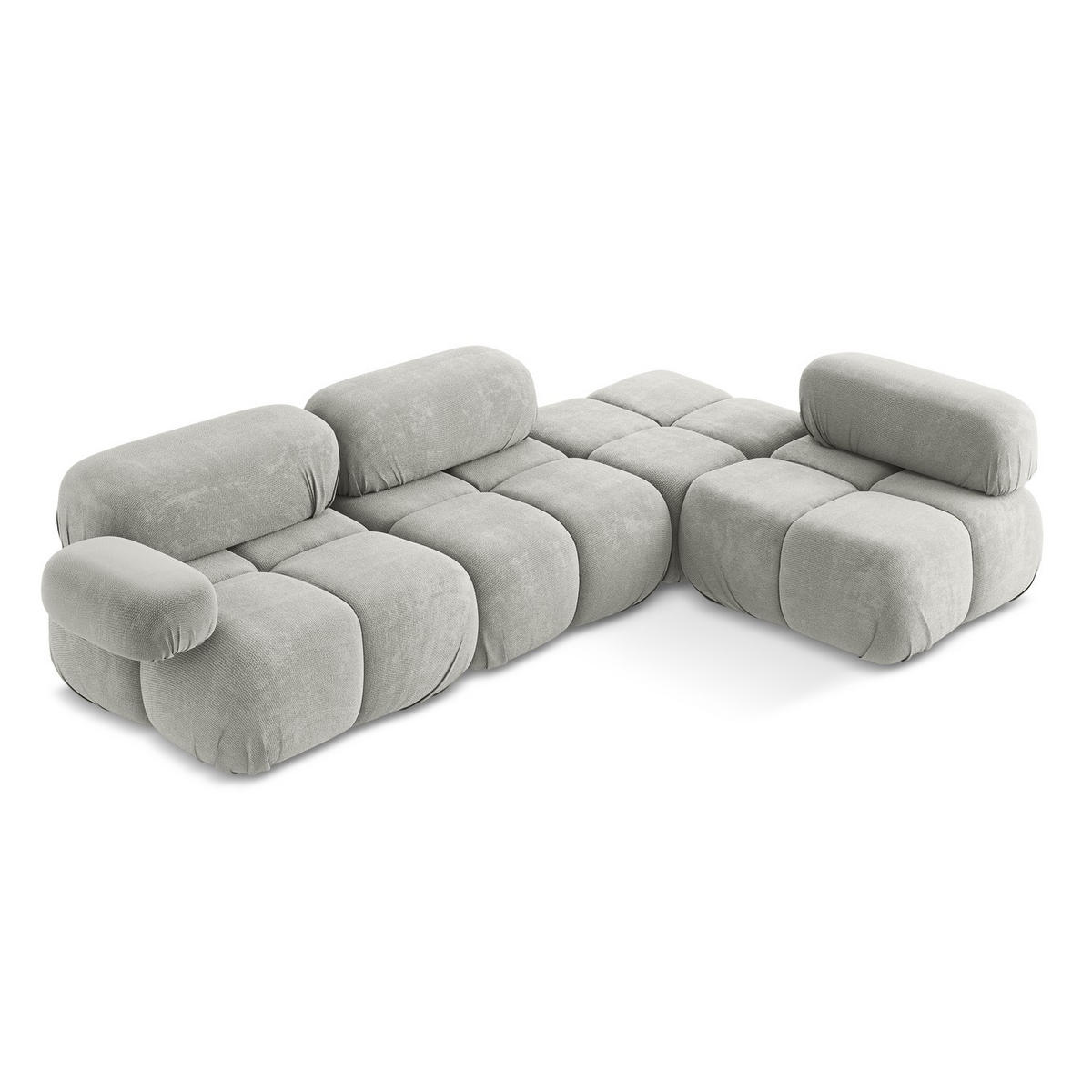 ECKSOFA Rechts Chenille Stoff Grau - Hellgrau/Schwarz, Kunststoff/Textil (285/190cm) - LaMiaSofa
